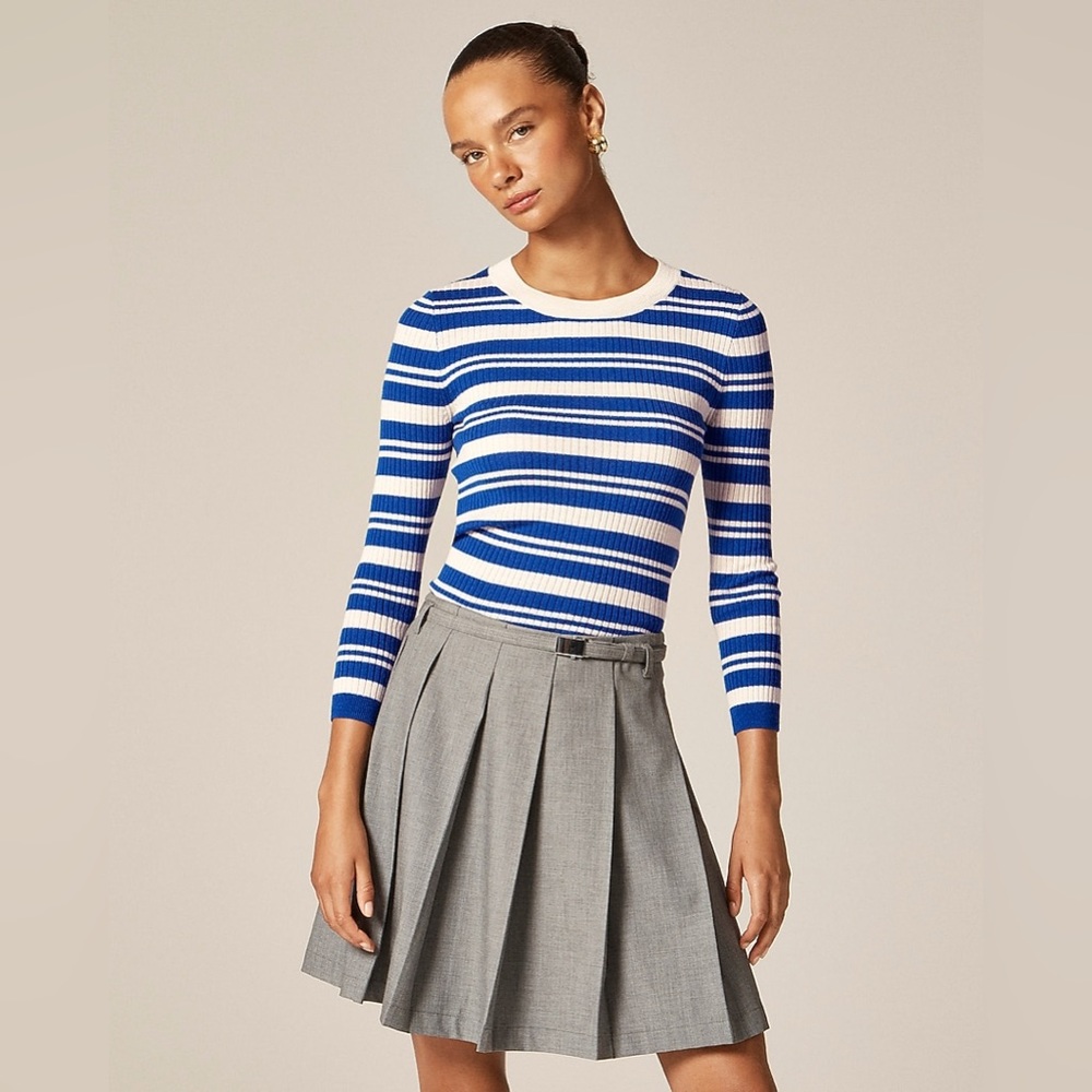 EUC J. Crew Carolyn three-quarter sleeve sweater 100% merino wool Sz L - Hole